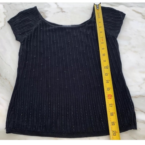 LAUNDRY BY SHELLI SEGAL BLACK EMBELLISHED KNIT TOP SIZE M - Picture 14 of 16